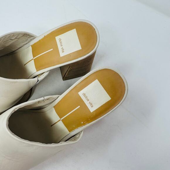 Dolce Vita Lukas Leather Peep Toe Slip-On Platform Block Heel Sandals Size 8.5 - Picture 4 of 14